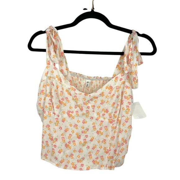 Bp Floral Tie Strap Corset In White Orange Print Size Large NWOT $29 MSRP - Picture 3 of 8